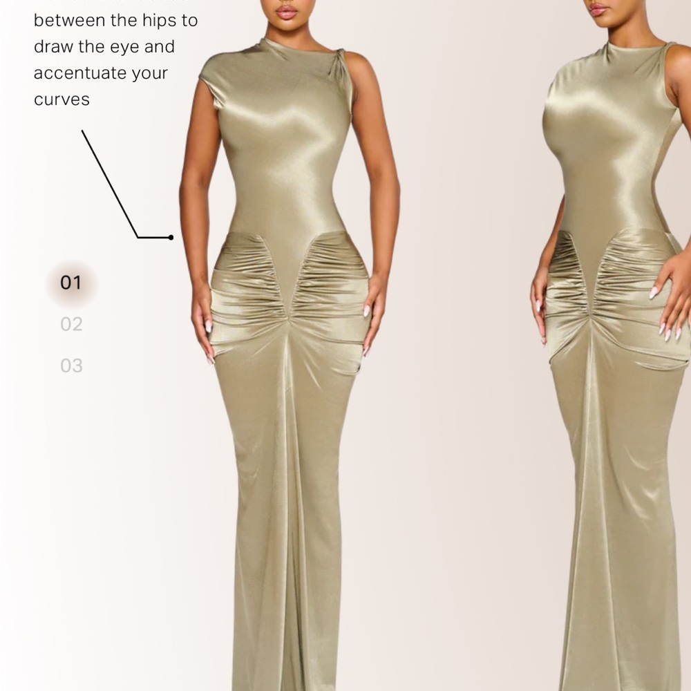 coucoo Elegant Ruched Maxi Dress wale dress